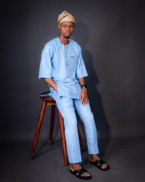 3/4 sleeve blue kaftan