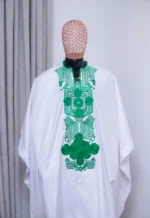 3 Piece White Agbada with detailed embroidery